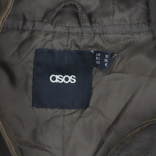 ASOS Women’s Brown Hooded Parka Coat UK 10 Mid-Length Cotton Blend