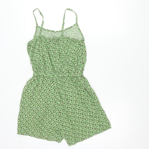 Uniqlo Teens Green Floral Viscose Sleeveless Playsuit Size 11-12
