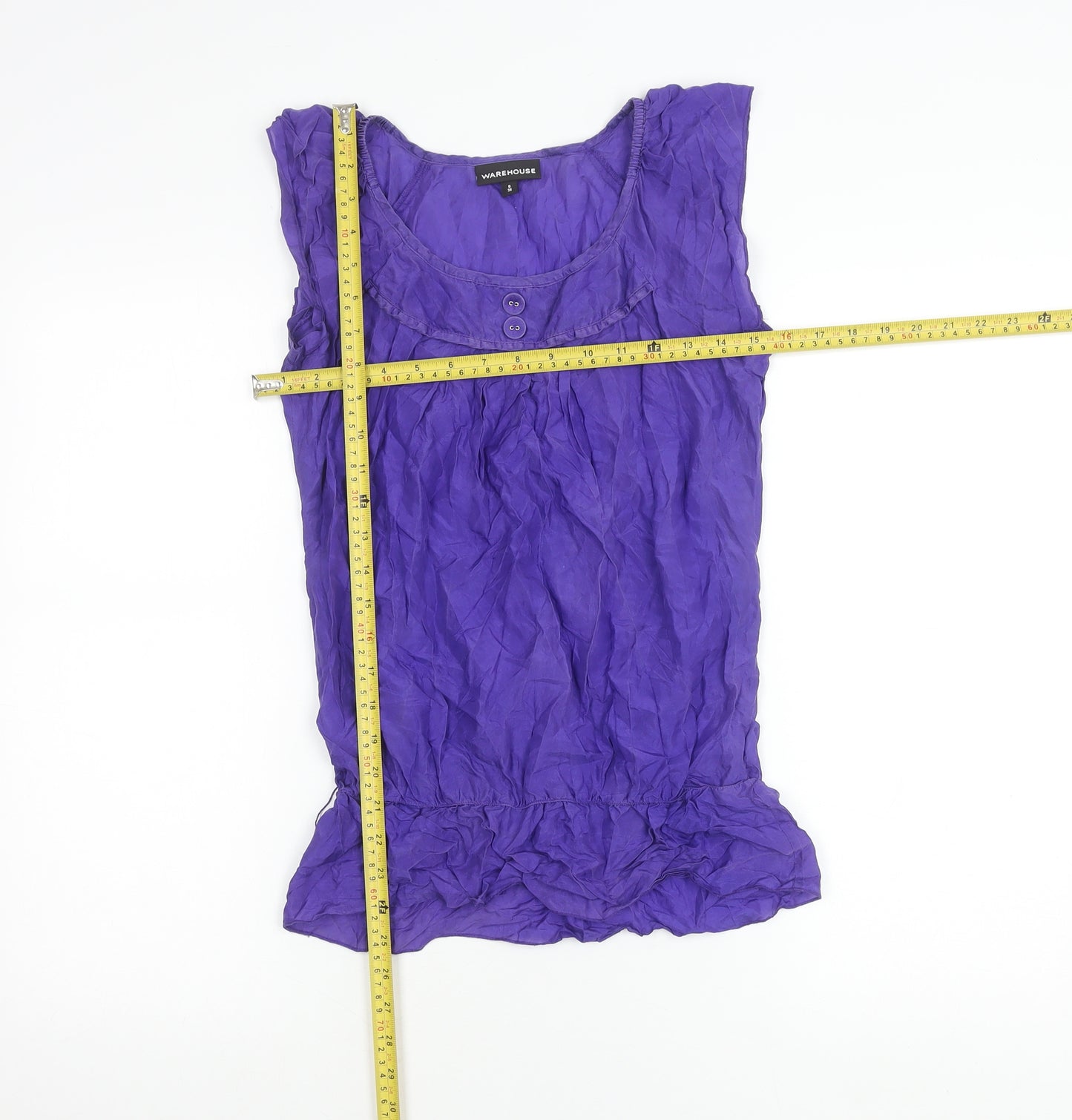 Warehouse Women’s Purple Silk Sleeveless Blouse Size 8 Scoop Neck
