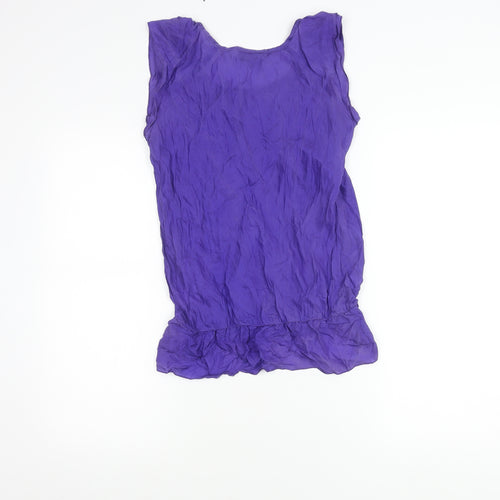 Warehouse Women’s Purple Silk Sleeveless Blouse Size 8 Scoop Neck