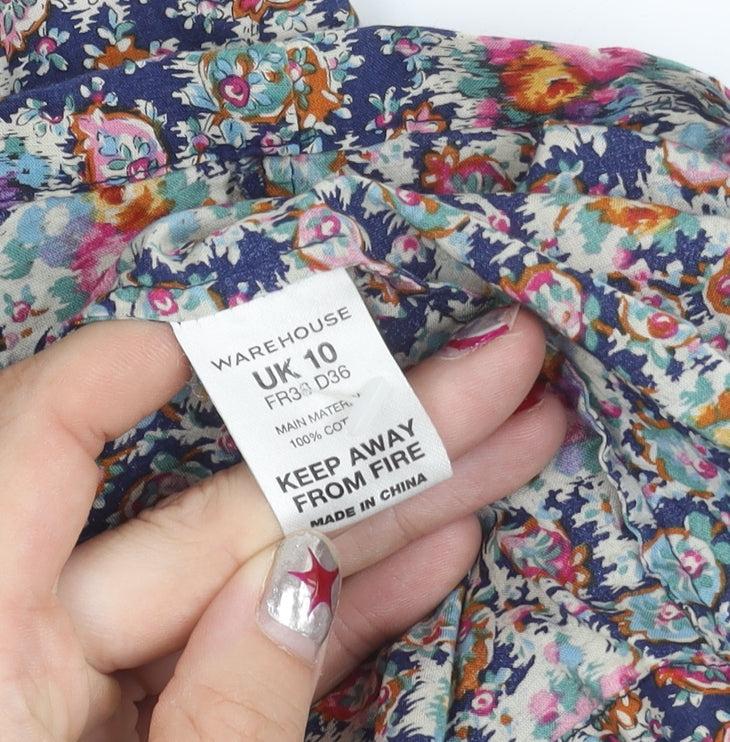 Warehouse Women’s Multicoloured Floral A-Line Dress Size 10