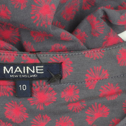 Maine New England Womens Grey Red Floral Shift Dress Size 10