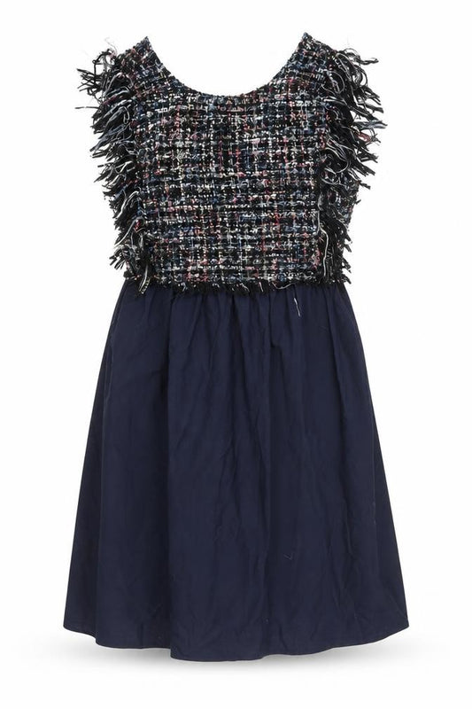 Front view of Zara Women’s Multicoloured Tweed Fringe Mini Dress, size S