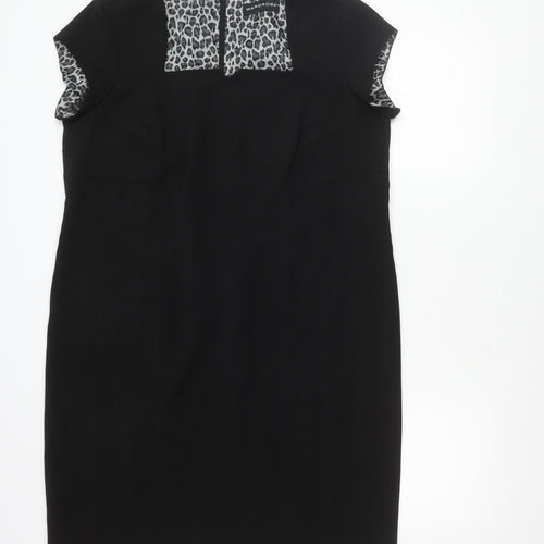 Wardrobe Women Black Animal Print Sheath Dress Size 20 Workwear