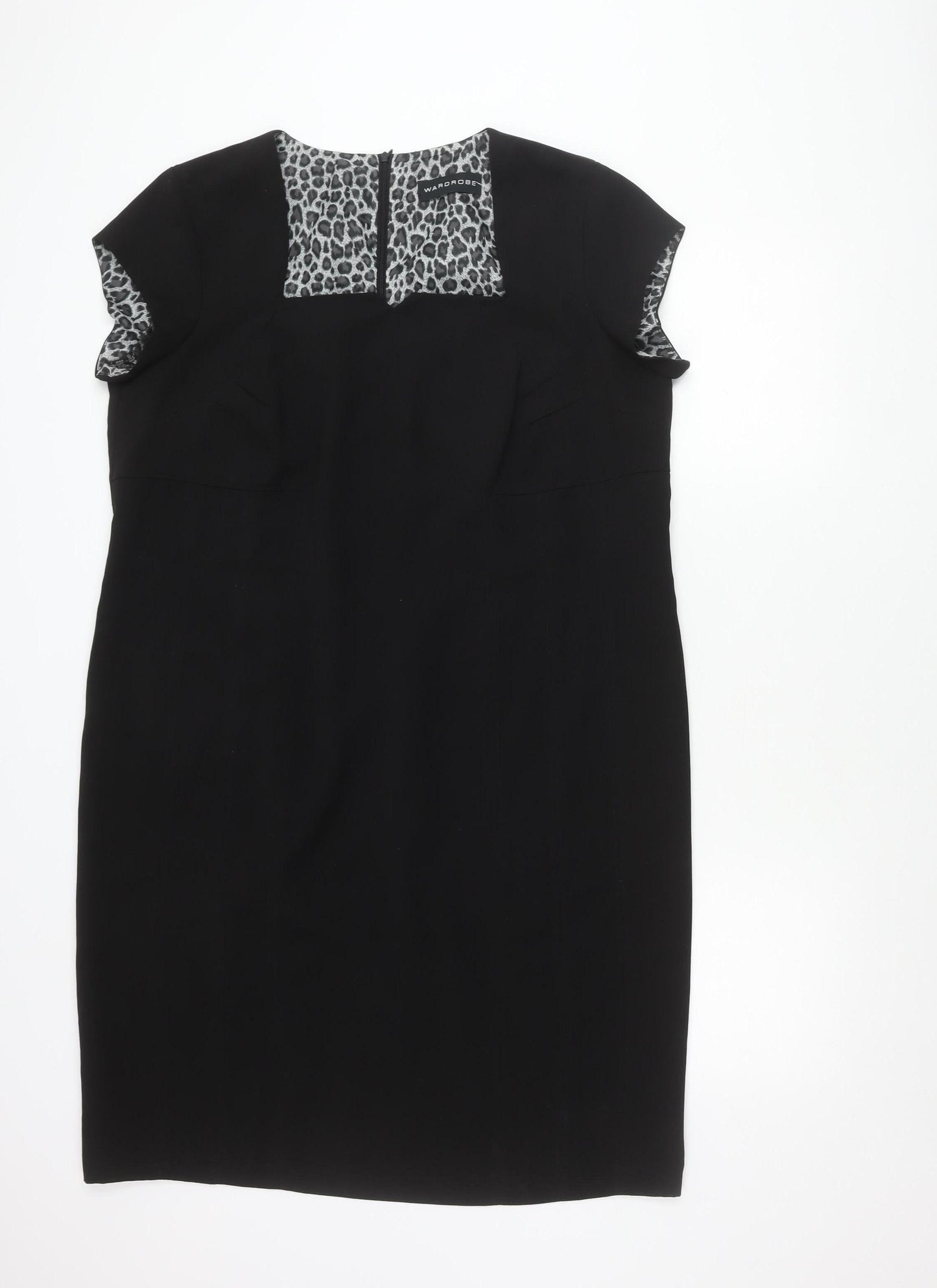 Wardrobe Women Black Animal Print Sheath Dress Size 20 Workwear