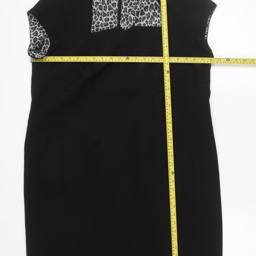 Wardrobe Women Black Animal Print Sheath Dress Size 20 Workwear