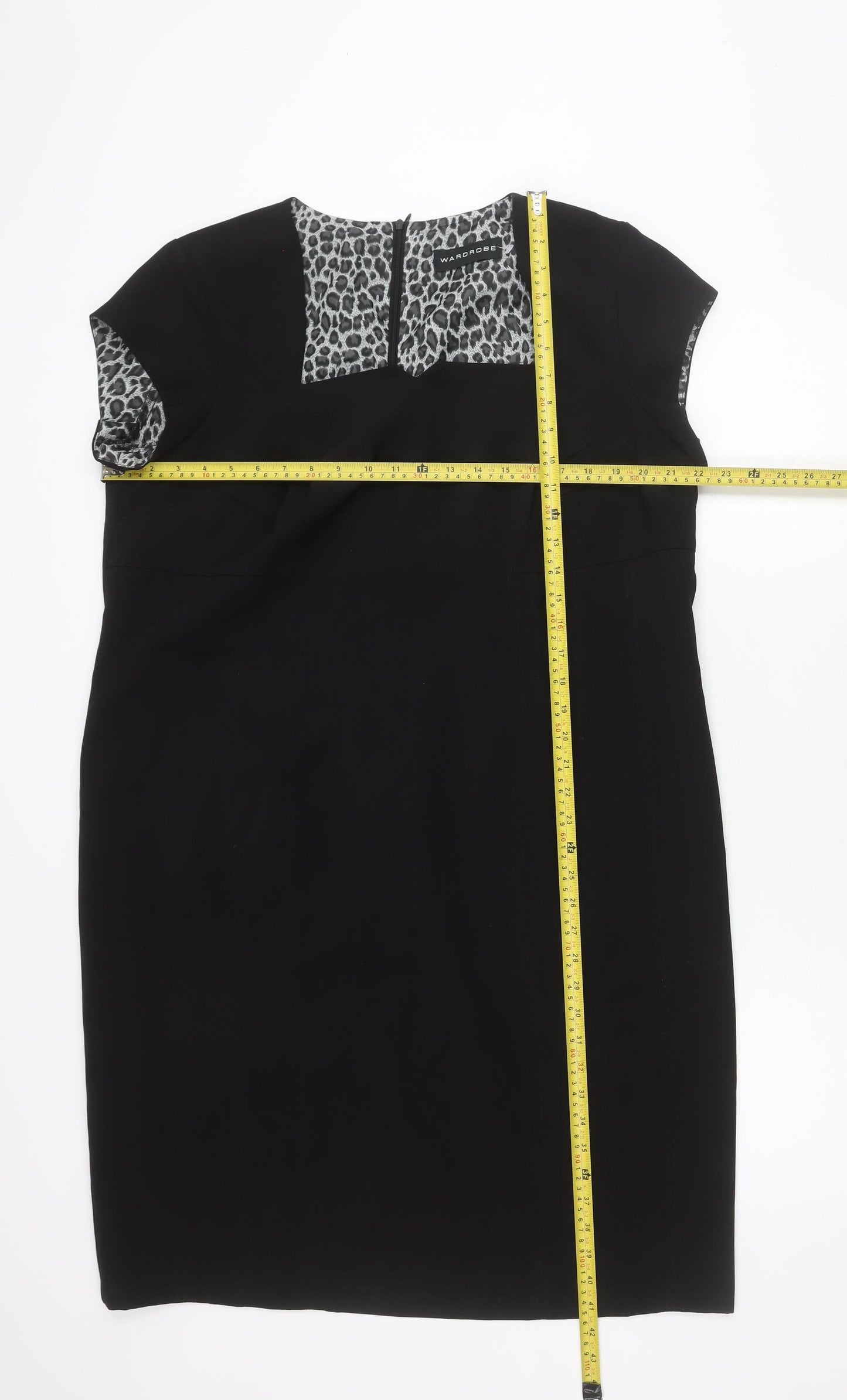 Wardrobe Women Black Animal Print Sheath Dress Size 20 Workwear