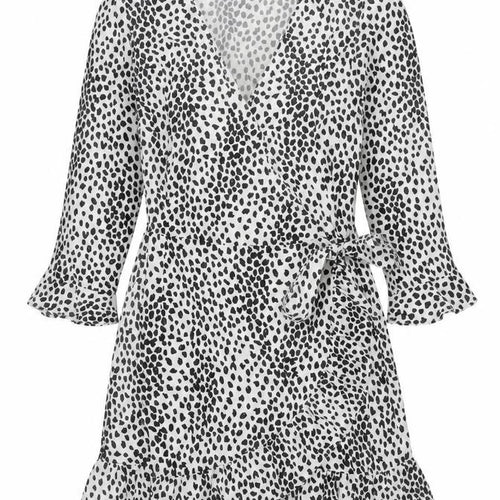 Brave Soul Women’s White Animal Print Wrap Dress Size M Long Sleeve