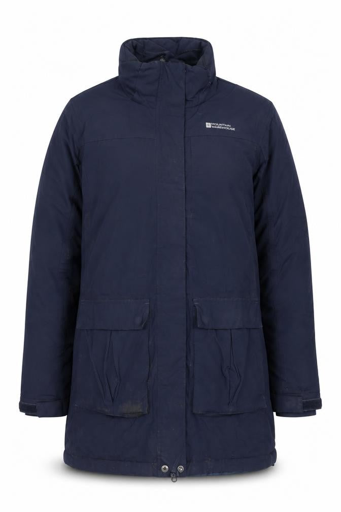 Mountain Warehouse Womens Blue Long Parka Coat UK 10 Waterproof Winter