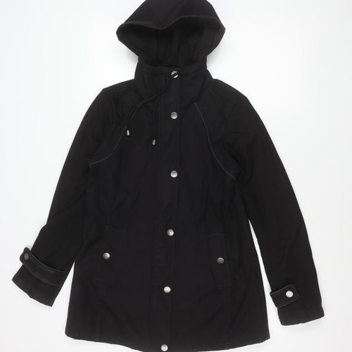 Sebby Collection Women’s Black L Hooded Parka Jacket Polyester