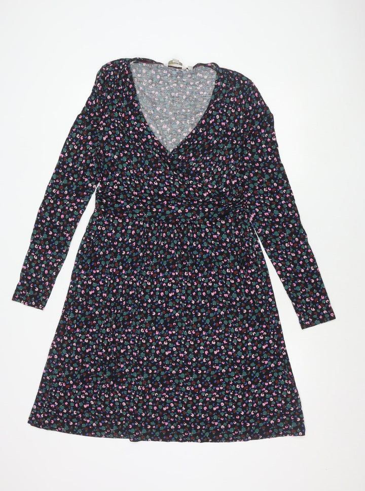 Boden Women’s Multicoloured Animal Print Long Sleeve Wrap Dress UK 12