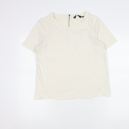 New Look Women’s Ivory Short Sleeve Zip Back Top Size 10
