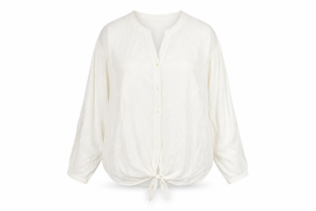 Front view of Principles by Ben de Lisi Women’s White, size UK 20, Button-Up Tunic Blouse
