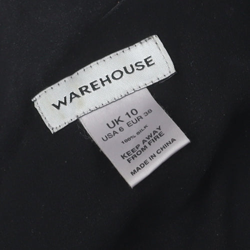 Warehouse Women’s Black Silk Sequin Tunic Blouse Size 10