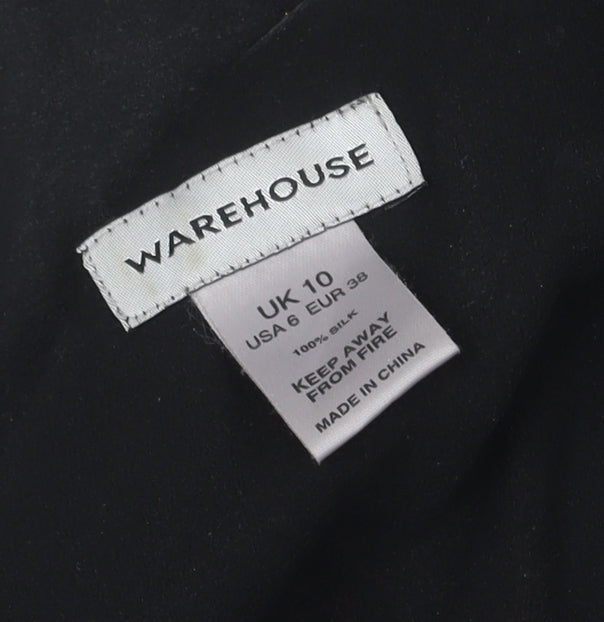 Warehouse Women’s Black Silk Sequin Tunic Blouse Size 10