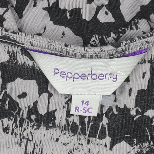 Pepperberry Womens Black Grey Bodycon Dress Size 14 Long Sleeve V-Neck