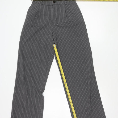 Zara Womens Grey XS Pinstripe Straight Leg Trousers Workwear