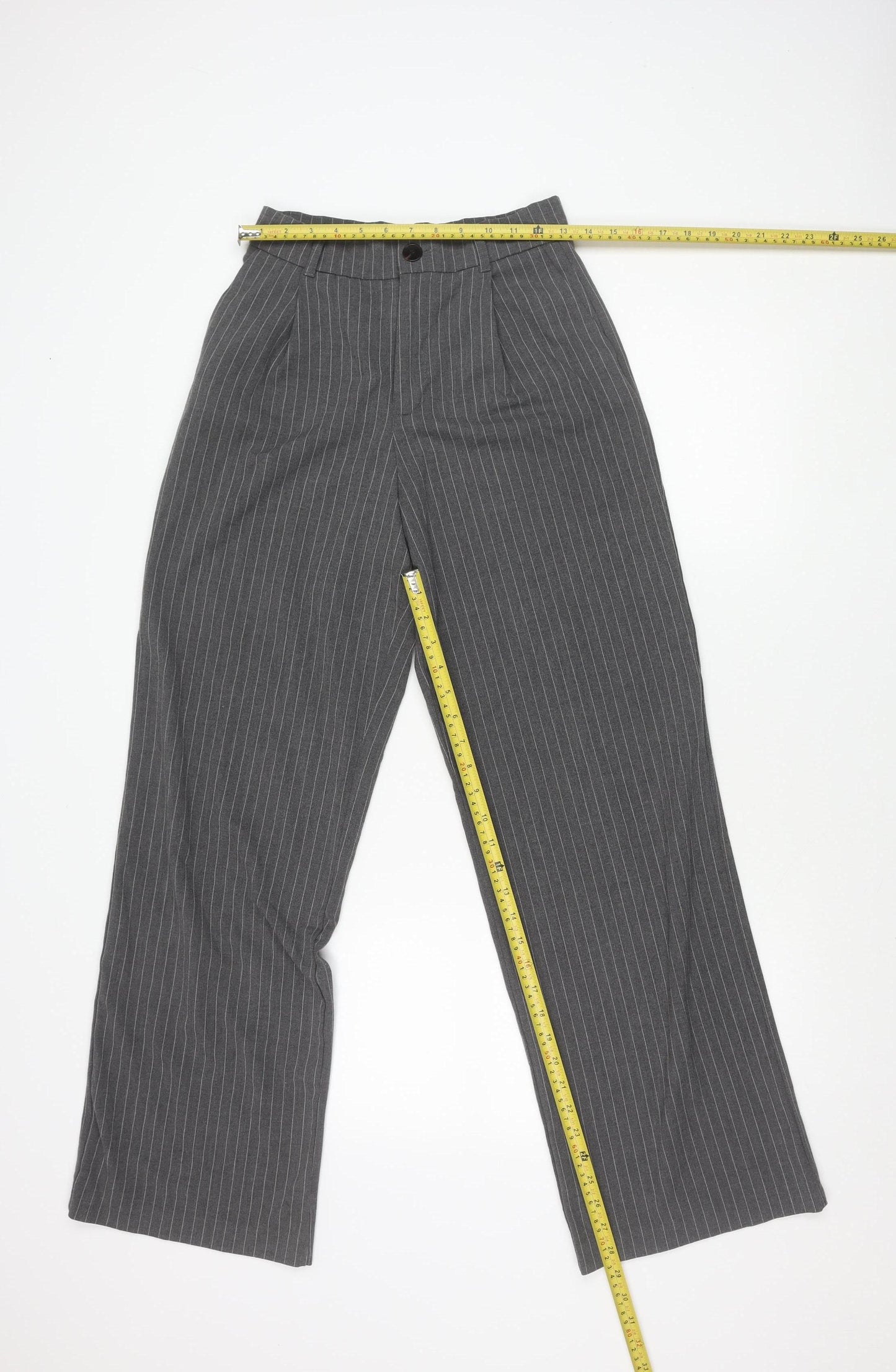 Zara Womens Grey XS Pinstripe Straight Leg Trousers Workwear
