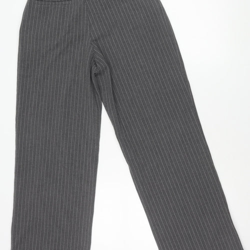 Zara Womens Grey XS Pinstripe Straight Leg Trousers Workwear