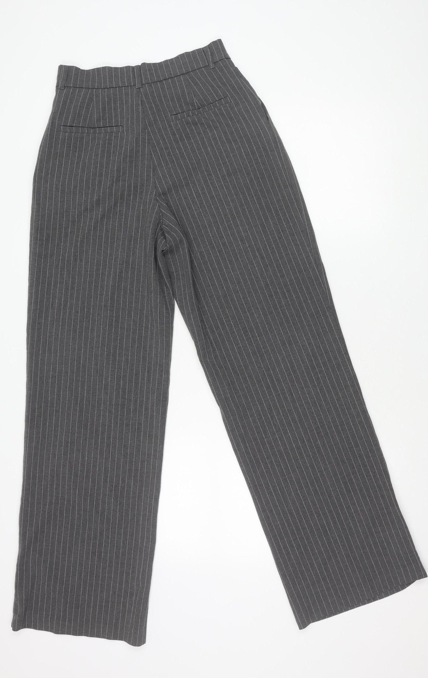 Zara Womens Grey XS Pinstripe Straight Leg Trousers Workwear