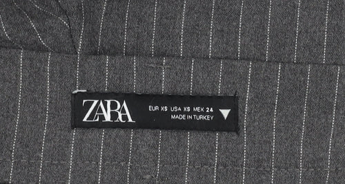 Zara Womens Grey XS Pinstripe Straight Leg Trousers Workwear