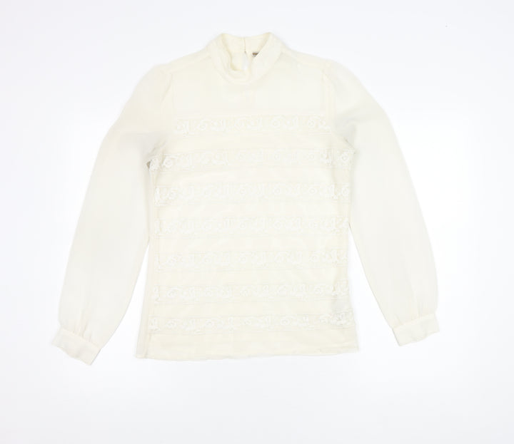 Next Women’s Ivory Lace Mock Neck Long Sleeve Blouse Size 6
