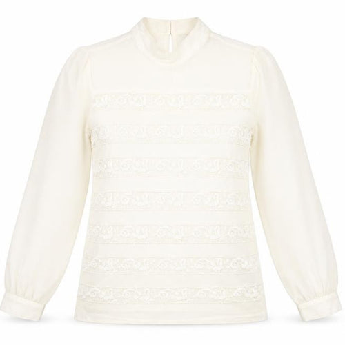 Next Women’s Ivory Lace Mock Neck Long Sleeve Blouse Size 6