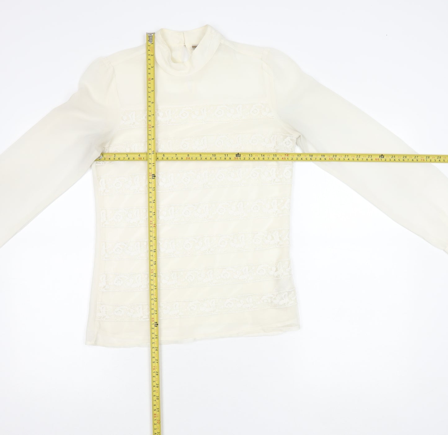 Next Women’s Ivory Lace Mock Neck Long Sleeve Blouse Size 6