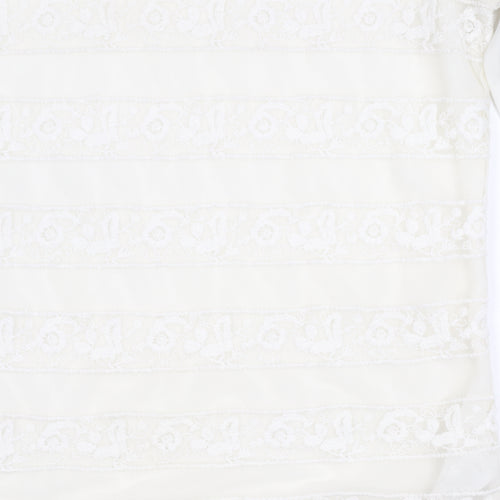 Next Women’s Ivory Lace Mock Neck Long Sleeve Blouse Size 6