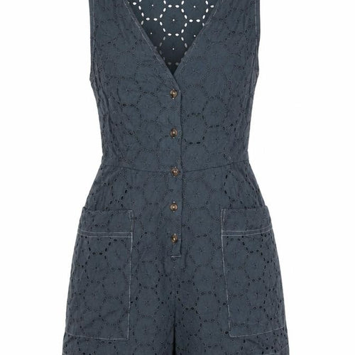 ASOS Design Women’s Grey Cotton Lace Playsuit UK 10 Scoop Neck Sleeveless