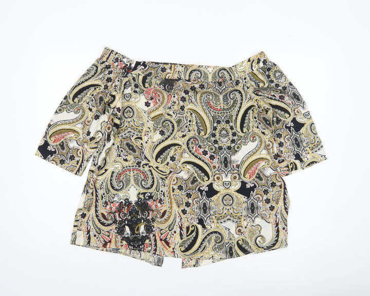 River Island Womens Multicoloured Paisley Off Shoulder Tunic Blouse Size 12