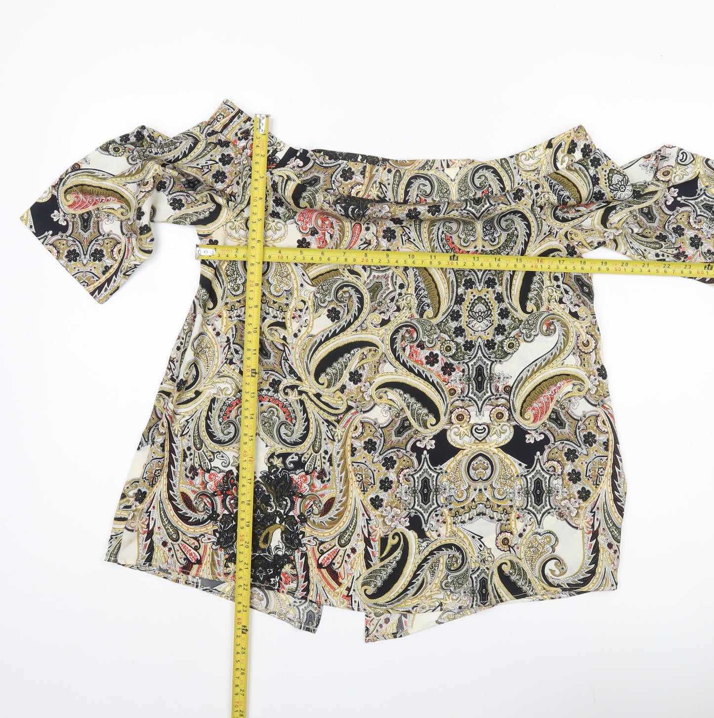 River Island Womens Multicoloured Paisley Off Shoulder Tunic Blouse Size 12
