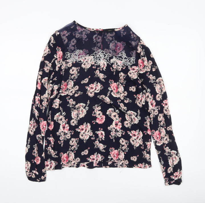 River Island Womens Floral Blouse Size 10 Multicoloured Long Sleeve Tunic