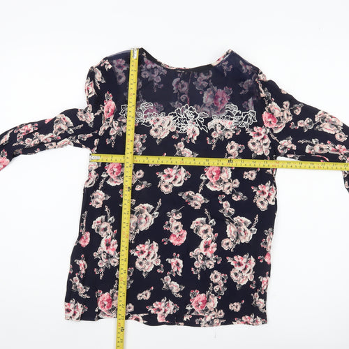 River Island Womens Floral Blouse Size 10 Multicoloured Long Sleeve Tunic