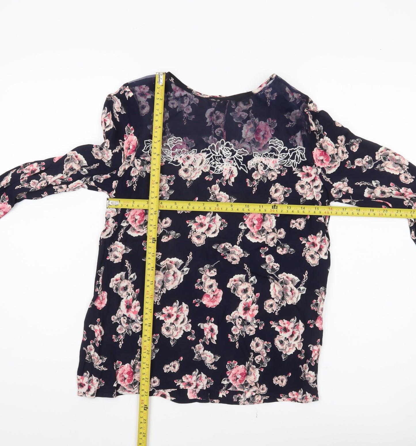 River Island Womens Floral Blouse Size 10 Multicoloured Long Sleeve Tunic