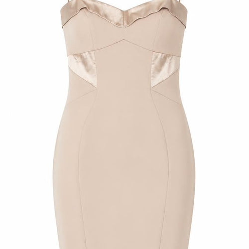 Lipsy London Women’s Beige Size 10 Bodycon Knee Length Dress