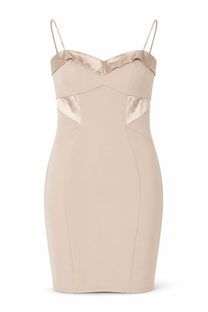 Lipsy London Women’s Beige Size 10 Bodycon Knee Length Dress