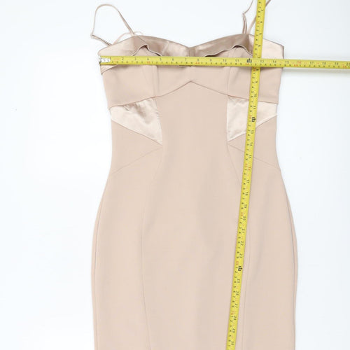 Lipsy London Women’s Beige Size 10 Bodycon Knee Length Dress