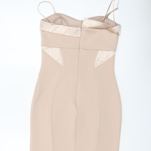 Lipsy London Women’s Beige Size 10 Bodycon Knee Length Dress