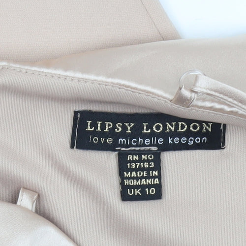 Lipsy London Women’s Beige Size 10 Bodycon Knee Length Dress