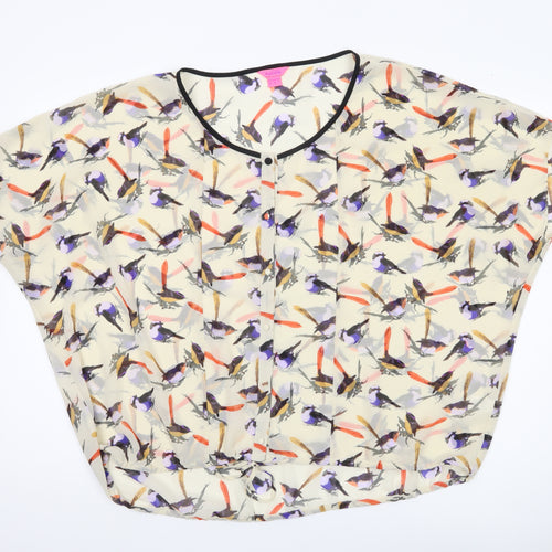 Monsoon Women’s Multicoloured Bird Print Chiffon Tunic Blouse Size 10
