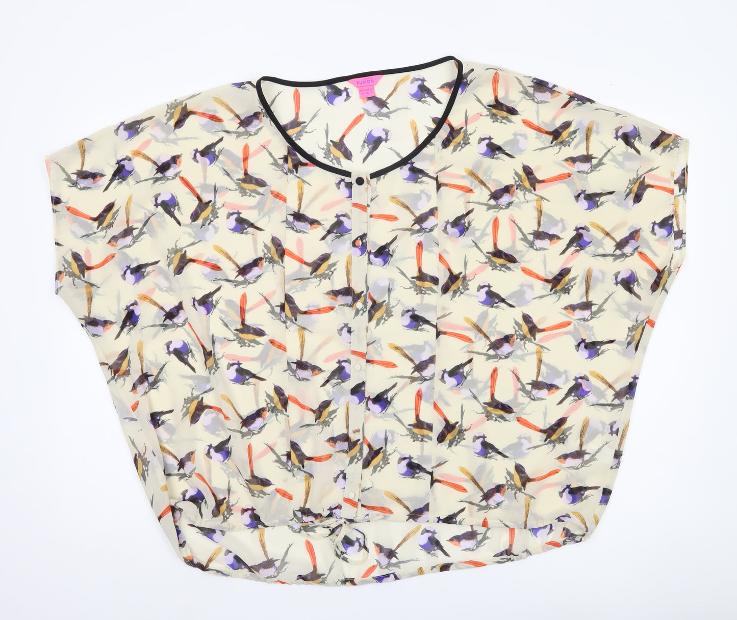 Monsoon Women’s Multicoloured Bird Print Chiffon Tunic Blouse Size 10