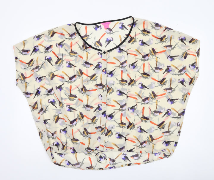Monsoon Women’s Multicoloured Bird Print Chiffon Tunic Blouse Size 10