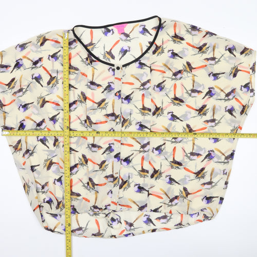 Monsoon Women’s Multicoloured Bird Print Chiffon Tunic Blouse Size 10