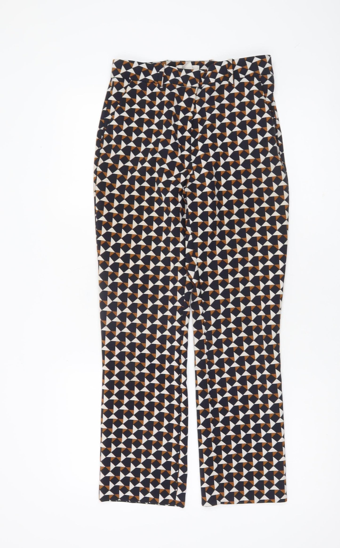H&M Women’s Multicoloured Geometric Slim Fit High Rise Trousers Size 6