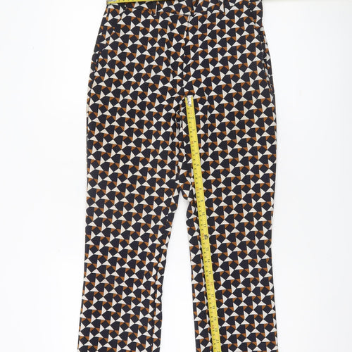 H&M Women’s Multicoloured Geometric Slim Fit High Rise Trousers Size 6