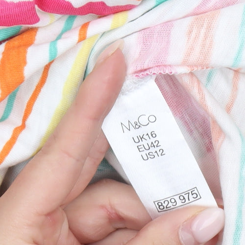 M&Co Women’s Multicoloured Striped Cotton T-Shirt UK16