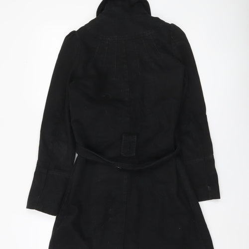 Pepe Jeans Women’s Black Trench Coat Size S Cotton Belted