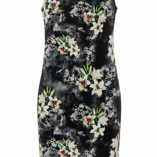 H.M.K London Women’s Black Floral Bodycon Dress Size 10 Knee Length