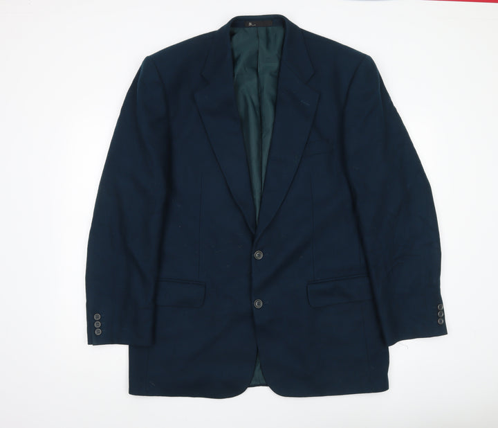 BHS Men’s Blue Wool Cashmere Blazer Jacket 42in Chest Long